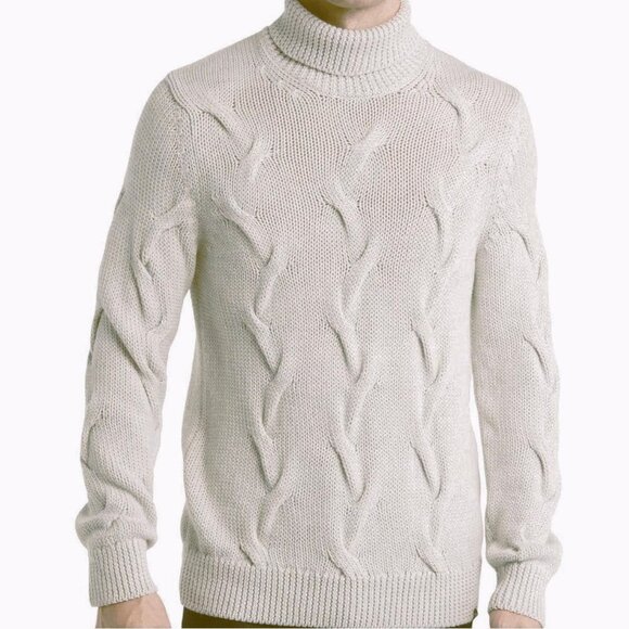 $248 BRAX Men's US M EU 50 Brian Wool Blend Knit Turtleneck Sweater in Silver - Picture 4 of 9